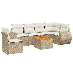 Maison Chic Salon de jardin avec coussins 7 pcs | Ensemble de Table et chaises | Mobilier d'Extérieur beige résine tressée -GKD96970