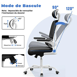 Avis BIGZZIA Chaise de Bureau Ergonomique - Fauteuil avec accoudoir rabattable à 90° - Support Lombaire Adaptatif - Réglable en hauteur