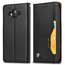 Wewoo Housse Coque Étui en cuir avec rabat horizontal Texture de peau pour Galaxy J7 DUO / J720Favec cadre photo et supportlogements cartes et porte-monnaie Noir