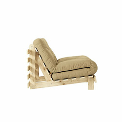 Avis Inside 75 Fauteuil convertible futon ROOTS pin naturel coloris beige blé couchage 90 x 200 cm.