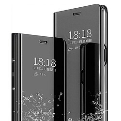 Htdmobiles Housse pour Xiaomi Redmi Note 12 4G - etui portefeuille miroir clear view + film ecran - NOIR