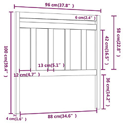 Acheter vidaXL Tête de lit Noir 96x4x100 cm Bois massif de pin