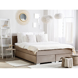 Beliani Lit boxspring en velours beige 160 x 200 cm CONSUL