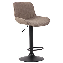 Decoshop26 Tabouret de bar chaise haute x1 en tissu taupe coutures verticales support en métal noir 10_0005119