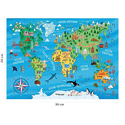 Nathan Puzzle 100 p carte du monde des monuments pas cher