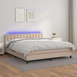 Sommier à lattes LED,Cadre à lattes de lit avec matelas pour Adulte Cappuccino 180x200 cm -MN44419