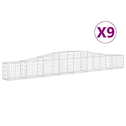 Vidaxl Paniers à gabions arqués 9 pcs 400x30x40/60 cm