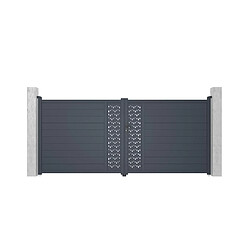 Vente-Unique Portail battant aluminium semi plein à motifs L397 x H181 cm anthracite GREGOR