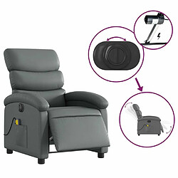 Maison Chic Fauteuil Relax pour salon, Fauteuil de massage inclinable électrique gris similicuir -GKD20573 pas cher