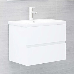 Maison Chic Ensemble de meubles de salle de bain,Armoire rangement Bain Blanc Aggloméré -MN41927 pas cher