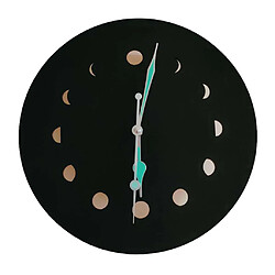 Fantastique Horloge Murale Lumineuse Lune Qui Brille Dans Le Noir Montre à Quartz Décor à La Maison Noir