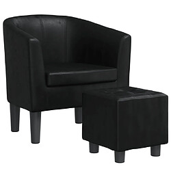 vidaXL Fauteuil avec repose-pied noir similicuir