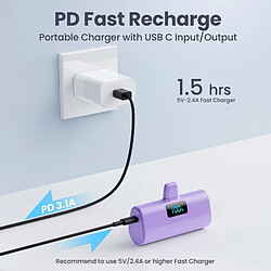 SANAG Mini Batterie Externe Pour Iphone 5200Mah Power Bank Ultra-Compact Et Léger 20W Pd Charge Rapide Chargeur Externe Avec Écran Lcd, Petit Batterie Portable Compatible Avec Ipohone 14/13/11/X/8/Se-Violet pas cher