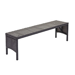 Acheter Mendler Banc en polyrotin HWC-G16, banquette de jardin, gastronomie, 112cm ~ noir, coussin gris clair