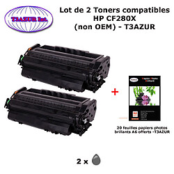 2 Toners génériques HP CF280X ,HP 80X pour HP LaserJet Pro 400 M401, M425+20f papiers photos A6 -T3AZUR