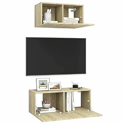 Avis Maison Chic Ensemble de meubles TV 2 pcs | Banc TV Moderne pour salon | Meuble de Rangement - Chêne sonoma Aggloméré -MN87818