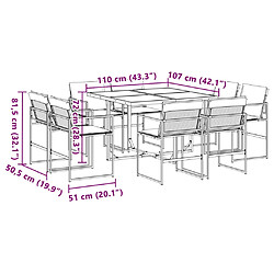 vidaXL Ensemble à manger de jardin avec coussins 9 pcs blanc textilène pas cher