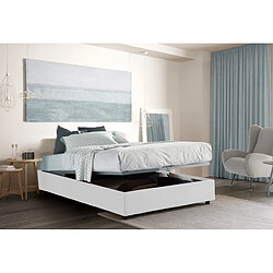 Autrement Talamo Italia Silvia lit double avec conteneur, Made in Italy, en tissu déhoussable, 160x190 cm, avec ouverture frontale, Blanc, avec matelas inclus.