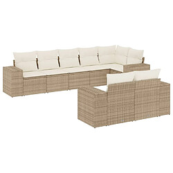 vidaXL Salon de jardin avec coussins 8 pcs beige résine tressée