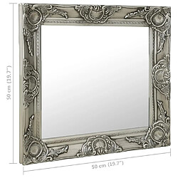 vidaXL Miroir mural style baroque 50x50 cm Argenté pas cher