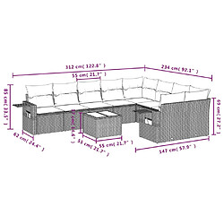 Avis Maison Chic Salon de jardin avec coussins 10 pcs | Ensemble de Table et chaises | Mobilier d'Extérieur gris résine tressée -GKD77553