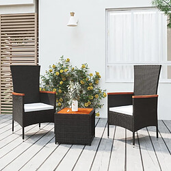 Maison Chic Ensemble de Salon de jardin 3 pcs - Table et chaises d'extérieur - Mobilier/Meubles de jardin Moderne noir poly rotin et acacia -MN15919