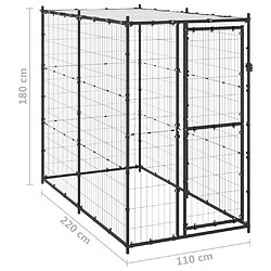 Helloshop26 Chenil extérieur cage enclos parc animaux chien d'extérieur pour chiens acier avec toit 110 x 220 x 180 cm 02_0000377