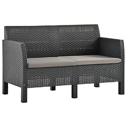 Maison Chic Canapé à 2 places de jardin avec coussins | Canapé d'extérieur | Fauteuil,Banquette Jardin Anthracite PP Rotin -MN39889