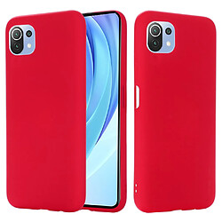 Coque en silicone Liquide avec Sangle rouge pour votre Xiaomi Mi 11 Lite 4G/5G