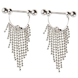 1 paire perles tassle mamelon anneau dangle bouclier nipplerings blanc cristal