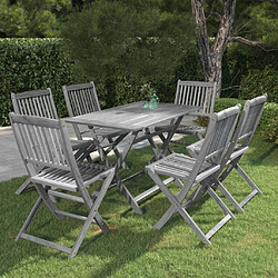 vidaXL Ensemble à manger de jardin 7 pcs Bois d'acacia massif Gris