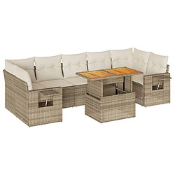 vidaXL Salon de jardin avec coussins 8 pcs beige résine tressée