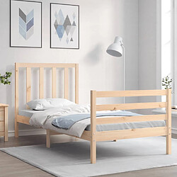 Maison Chic Cadre/structure de lit avec tête de lit pour adulte - Lit Moderne Chambre petit simple bois massif -MN39418