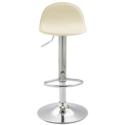 Decoshop26 Tabouret de bar x1 avec repose-pieds en PVC crème pied trompète en métal chromé 10_0005068