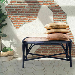 Banc Bout de Lit en Rotin Naturel Chillvert Parma 78x73x43 cm avec Design en Osier Bicolore Noir et Marron