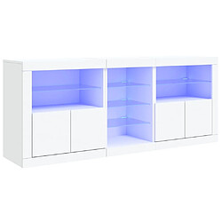 Maison Chic Commode Buffet - Meuble de rangement avec lumières LED blanc 162x37x67 cm -GKD74042