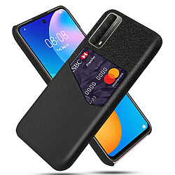 Coque en TPU + PU texture de tissu avec porte-carte noir pour votre Huawei P smart 2021/Y7a