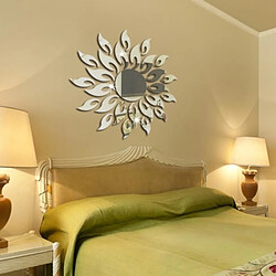 Wewoo Sticker Mural argent Tournesol Miroir Wall Chambre Salon Décoration Stickers Muraux