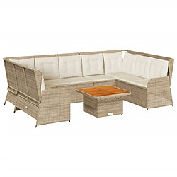 vidaXL Salon de jardin avec coussins 7 pcs beige résine tressée