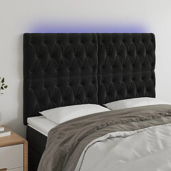 vidaXL Tête de lit à LED Noir 144x7x118/128 cm Velours