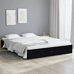 vidaXL Cadre de lit sans matelas noir bois massif 120x190 cm