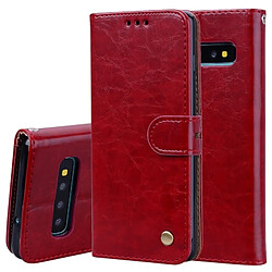 Wewoo étuis en cuir Coque Housse Etui à rabat horizontal de texture Business Style Oil pour Galaxy S10, avec porte-cartes (rouge)