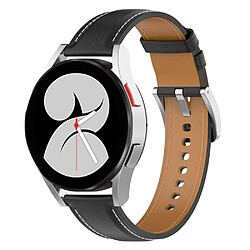 Bracelet en cuir véritable noir pour votre Samsung Galaxy Watch4 40mm/44mm/Galaxy Watch3 41mm/Galaxy Watch Active2 40mm/44mm/Huawei/Garmin Smart Watch 20mm