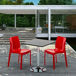 Grand Soleil Table Noir et 2 Chaises Colorées Polypro