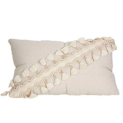 Coussin Romimex Blanc Pompons 30 x 10 x 50 cm