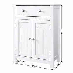 Avis VASAGLE Meuble de Salle de Bains, avec Tiroir et cloison Amovible, Placard, Style Cottage, Meuble de Rangement, Blanc, Dimensions: 60 x 30 x 80 cm (L x l x H), BBC61WT