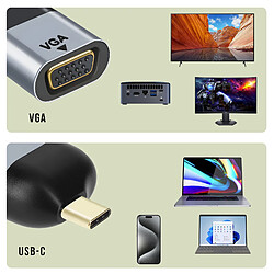 Avizar Adaptateur Vidéo USB-C Mâle vers VGA Femelle Résolution 1080p Compact Gris pas cher