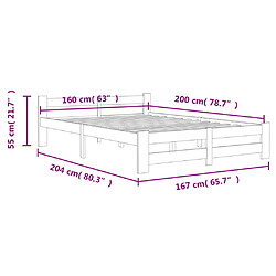 vidaXL Cadre de lit sans matelas bois massif de pin 160x200 cm pas cher