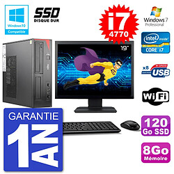 PC Fujitsu Esprimo E520 DT Ecran 19" i7-4770 8Go SSD 120Go Graveur DVD Wifi W7 - Occasion