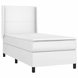 Avis Maison Chic Lit Adulte - Lit simple Lit à sommier tapissier avec matelas moelleux - Meuble de Chambre Blanc 90x200 cm Similicuir -MN57046